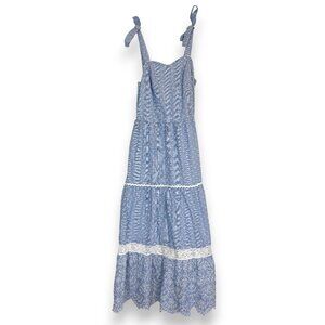 Shabby Chic Blue Cottagecore Peasant Prairie Dress Embroidery Country Maxi 2